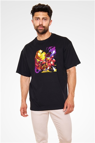 Brawl Stars Baskılı Unisex Siyah Oversize Tişört - Tshirt