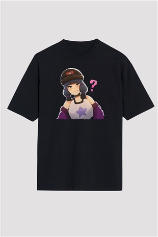 Brawl Stars Baskılı Unisex Siyah Oversize Tişört - Tshirt
