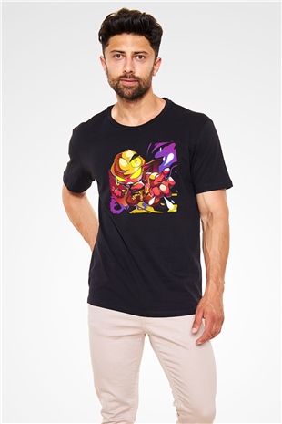 Brawl Stars Baskılı Unisex Siyah Tişört - Tshirt