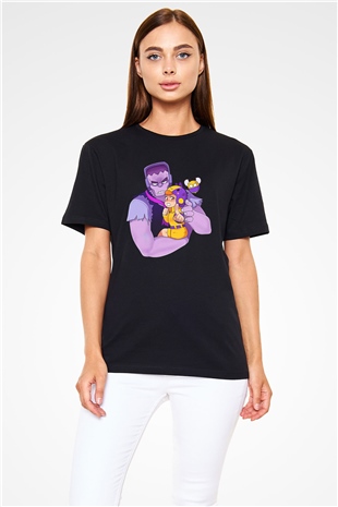 Brawl Stars Baskılı Unisex Siyah Tişört - Tshirt
