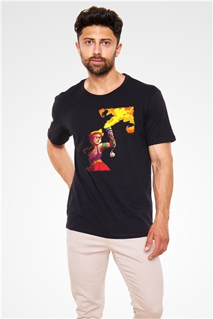 Brawl Stars Baskılı Unisex Siyah Tişört - Tshirt