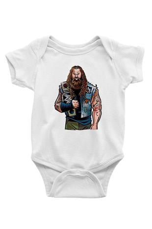 Bray Wyatt Baskılı Beyaz Unisex Bebek Body - Zıbın