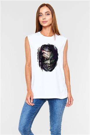 Bray Wyatt Baskılı Beyaz Unisex Kolsuz Tişört - Tshirt