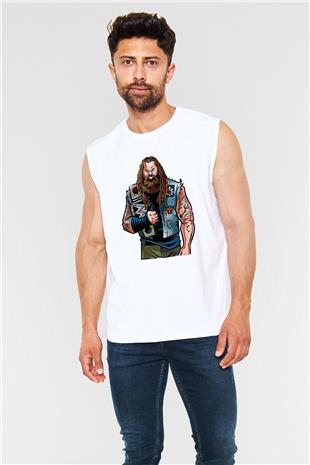 Bray Wyatt Baskılı Beyaz Unisex Kolsuz Tişört - Tshirt