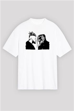 Bray Wyatt Baskılı Beyaz Unisex Oversize Tişört - Tshirt