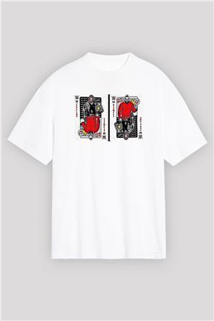Bray Wyatt Baskılı Beyaz Unisex Oversize Tişört - Tshirt
