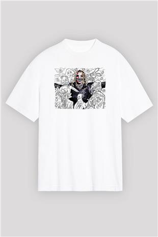 Bray Wyatt Baskılı Beyaz Unisex Oversize Tişört - Tshirt