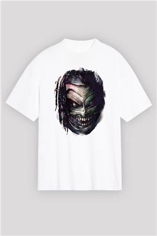 Bray Wyatt Baskılı Beyaz Unisex Oversize Tişört - Tshirt