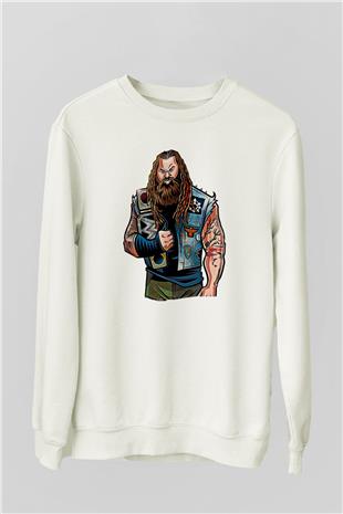 Bray Wyatt Baskılı Beyaz Unisex Sweatshirt