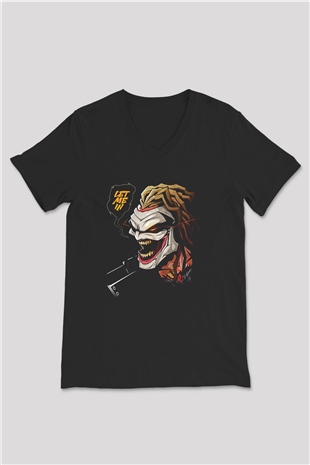 Bray Wyatt Baskılı Unisex Siyah V Yaka Tişört - Tshirt