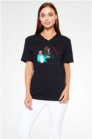 Bray Wyatt Baskılı Unisex Siyah V Yaka Tişört - Tshirt