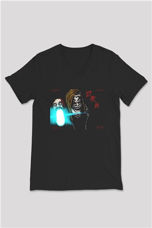 Bray Wyatt Baskılı Unisex Siyah V Yaka Tişört - Tshirt