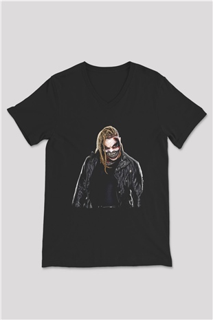 Bray Wyatt Baskılı Unisex Siyah V Yaka Tişört - Tshirt