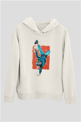 Breakdans Beyaz Unisex Hoodie