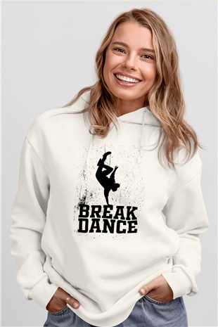 Breakdans Beyaz Unisex Hoodie