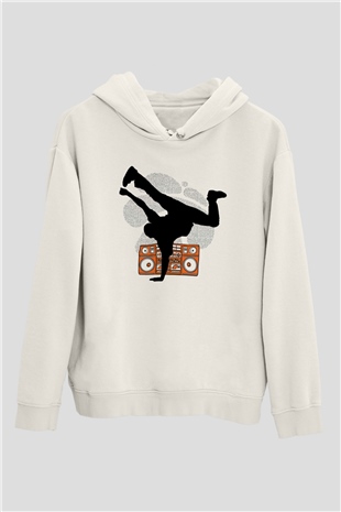 Breakdans Beyaz Unisex Hoodie