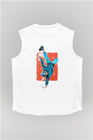 Breakdans Beyaz Unisex Kolsuz Tişört
