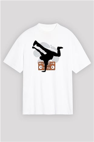 Breakdans Beyaz Oversize Tişört Oversize T-shirt - TişörtFabrikası