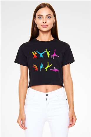 Breakdans Siyah Crop Top Tişört
