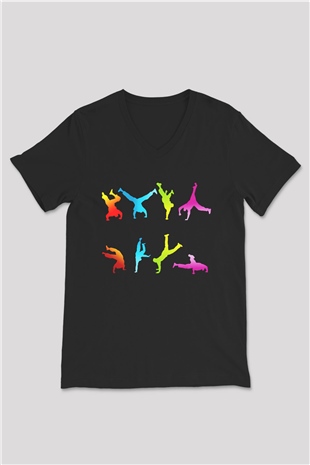 Breakdans Siyah Unisex V Yaka Tişört T-Shirt