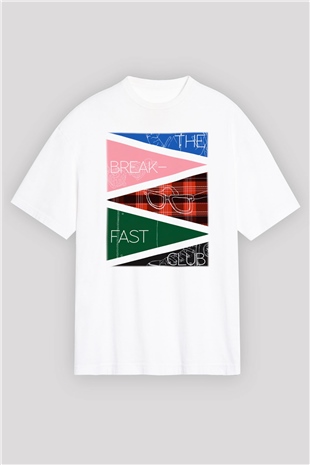 Breakfast Club Beyaz Unisex Oversize Tişört