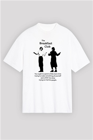 Breakfast Club Beyaz Unisex Oversize Tişört
