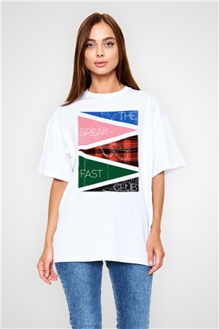 Breakfast Club Beyaz Unisex Oversize Tişört