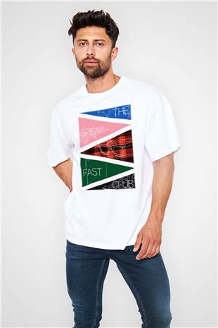 Breakfast Club Beyaz Unisex Oversize Tişört