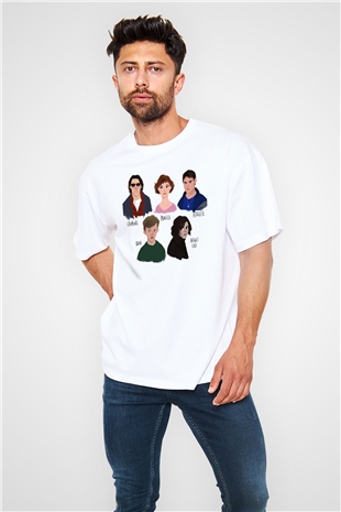 Breakfast Club Beyaz Unisex Oversize Tişört