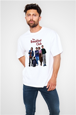 Breakfast Club Beyaz Unisex Oversize Tişört