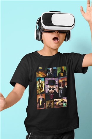 Breaking Bad Heisenberg Baskılı Siyah Unisex Çocuk Tişört