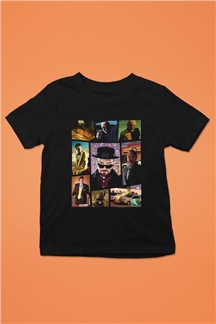 Breaking Bad Heisenberg Baskılı Siyah Unisex Çocuk Tişört