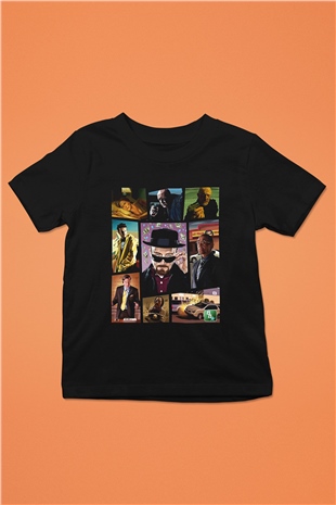 Breaking Bad Heisenberg Baskılı Siyah Unisex Çocuk Tişört