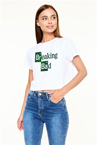 Breaking Bad Heisenberg Beyaz Croptop Tişört