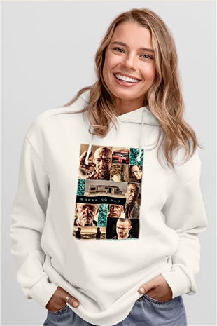 Breaking Bad Heisenberg Beyaz Unisex Kapşonlu Sweatshirt