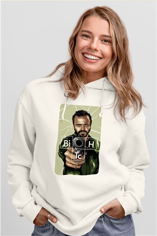 Breaking Bad Heisenberg Beyaz Unisex Kapşonlu Sweatshirt