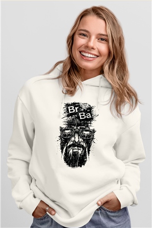 Breaking Bad Heisenberg Beyaz Unisex Kapşonlu Sweatshirt