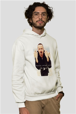 Breaking Bad Heisenberg Beyaz Unisex Kapşonlu Sweatshirt