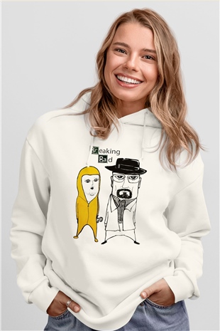 Breaking Bad Heisenberg Beyaz Unisex Kapşonlu Sweatshirt
