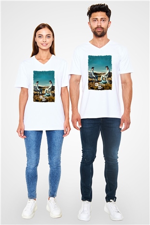 Breaking Bad Heisenberg Beyaz Unisex V Yaka Tişört