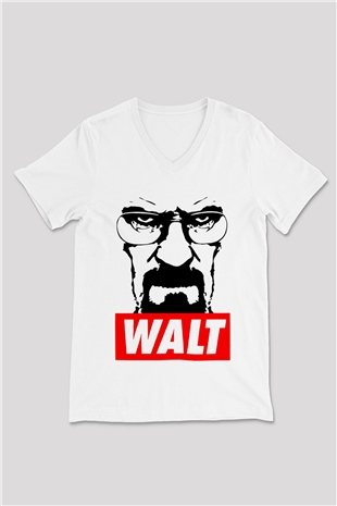 Breaking Bad Heisenberg Beyaz Unisex V Yaka Tişört T-Shirt