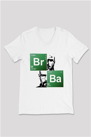 Breaking Bad Heisenberg Beyaz Unisex V Yaka Tişört T-Shirt