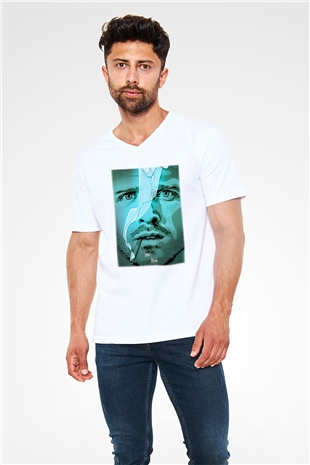 Breaking Bad Heisenberg Beyaz Unisex V Yaka Tişört T-Shirt