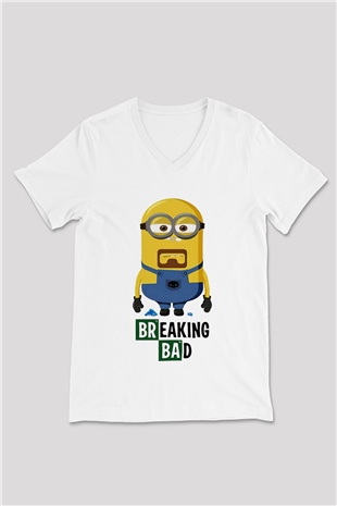 Breaking Bad Heisenberg Beyaz Unisex V Yaka Tişört T-Shirt