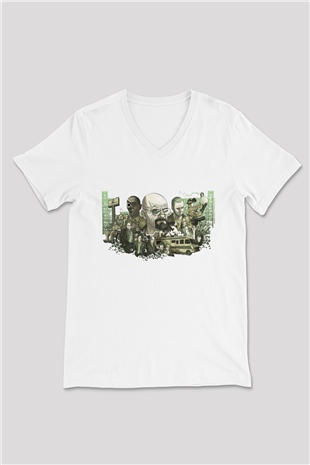 Breaking Bad Heisenberg Beyaz Unisex V Yaka Tişört