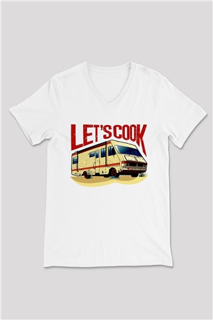 Breaking Bad Heisenberg Beyaz Unisex V Yaka Tişört