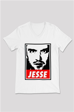 Breaking Bad Heisenberg Beyaz Unisex V Yaka Tişört T-Shirt