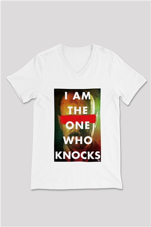 Breaking Bad Heisenberg Beyaz Unisex V Yaka Tişört T-Shirt