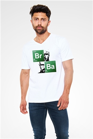 Breaking Bad Heisenberg Beyaz Unisex V Yaka Tişört T-Shirt