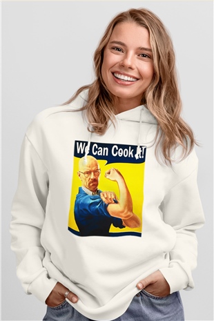 Breaking Bad Heisenberg Cook Beyaz Unisex Kapşonlu Sweatshirt